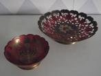 2 vintage koperen schaal op voet bloem 12-19 cm 1970 ook p s, Ophalen of Verzenden