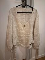 Lovely Lane linnen blouse - maat S (valt als M), Ophalen of Verzenden, Zo goed als nieuw, Maat 36 (S), Beige