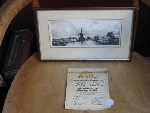 Ets Kinderdijk Amand Durand naar origineel Rembrandt, Antiek en Kunst, Kunst | Schilderijen | Klassiek, Verzenden