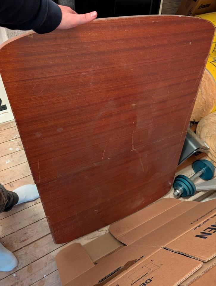 Vintage Mid-Century Uitschuifbare Tafel eettafel, Huis en Inrichting, Tafelonderdelen, Gebruikt, 100 tot 150 cm, Rechthoekig, Teakhout