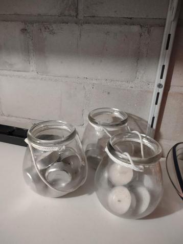 Glazen Waxinelichthouders - Set van 3 beschikbaar voor biedingen