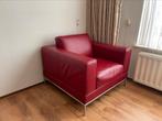 Rode leren IKEA sofa/fauteuil, Huis en Inrichting, Fauteuils, Ophalen, Zo goed als nieuw, 75 tot 100 cm