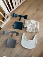 Stokke tripp trapp diverse accessoires blauw/grijs, Ophalen of Verzenden, Gebruikt, Meegroeistoel, Afneembaar eetblad