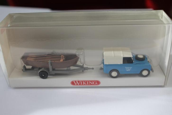 Wiking Landrover met roeiboot op aanhanger, Hobby en Vrije tijd, Modelauto's | 1:87, Nieuw, Auto, Wiking, Ophalen of Verzenden