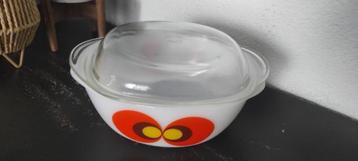 Vintage ovenschaal melkglas Jena Glas pauwenogen beschikbaar voor biedingen
