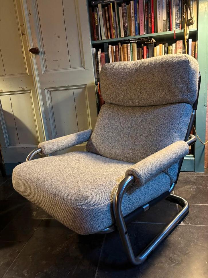 Gelderland fauteuil ‘Oberman’ vintage design perfect!, Huis en Inrichting, Fauteuils, Zo goed als nieuw, Leer, Metaal, Stof, 75 tot 100 cm