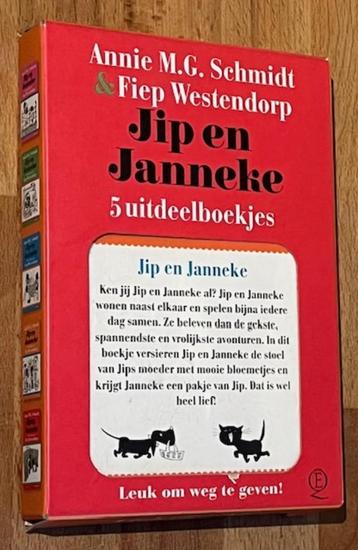 A.M.G. Schmidt. 5 Uitdeelboekjes van Jip en Janneke in doos. beschikbaar voor biedingen