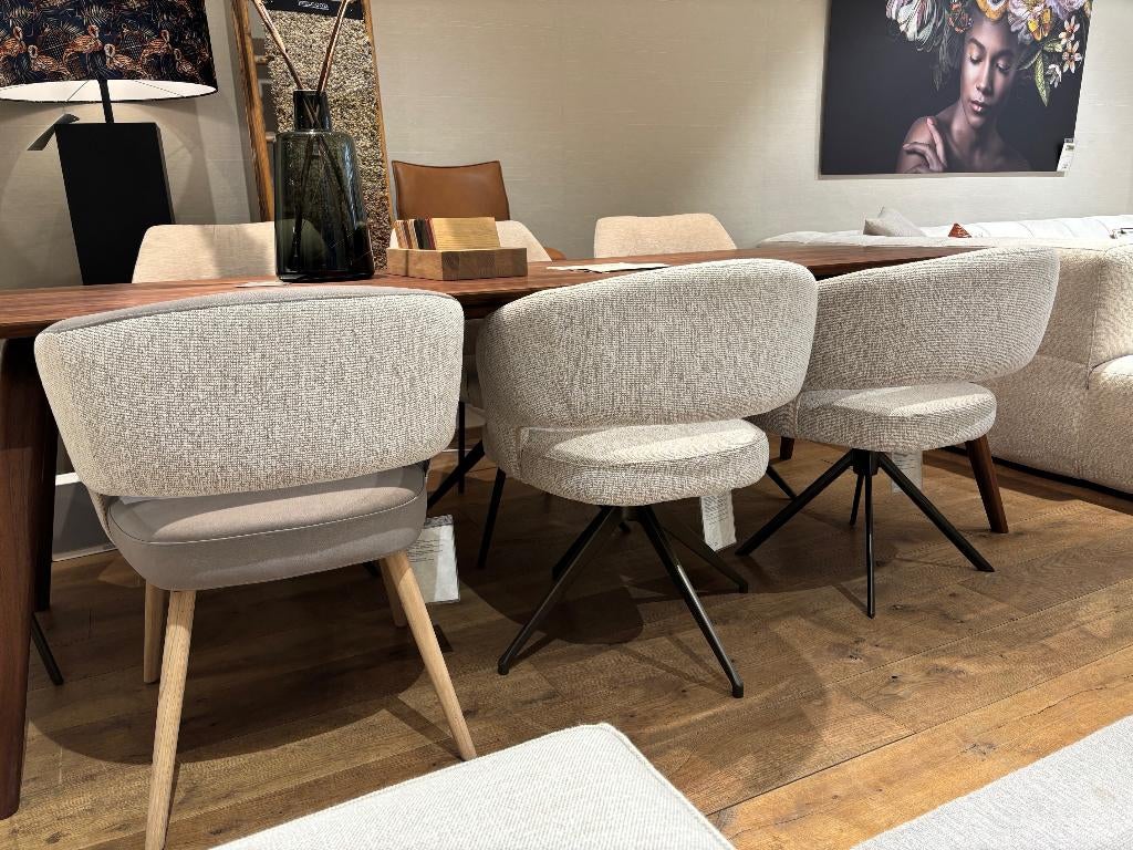 Set van 6 prachtige armstoelen Malmo Stof Lodge/Leer combi, Ophalen, Overige kleuren, Zo goed als nieuw, Stof