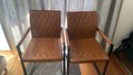 4  bruine stoelen met beschadigde bekleding., Ophalen, Gebruikt, Bruin, Metaal