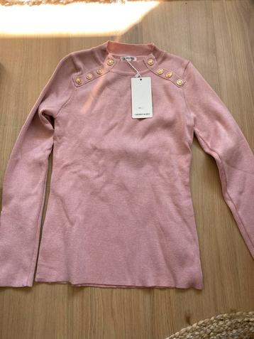Nieuw trui shirt maat M L oud roze 38 gouden knopen beschikbaar voor biedingen