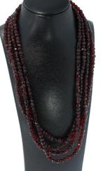 Granaat antieke ketting 4-strengs 14k slot goud dames retro, Verzenden, Goud, Ketting, Met edelsteen