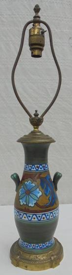 Grote lamp in Gouda plateel., Ophalen of Verzenden