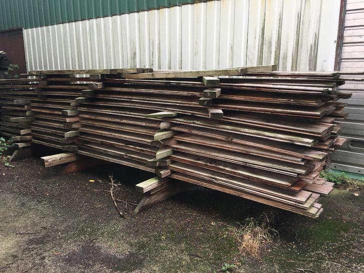 Partij Douglas/Lariks hout, Doe-het-zelf en Verbouw, Hout en Planken, Gebruikt, Plank, Overige houtsoorten, 300 cm of meer, Minder dan 25 mm