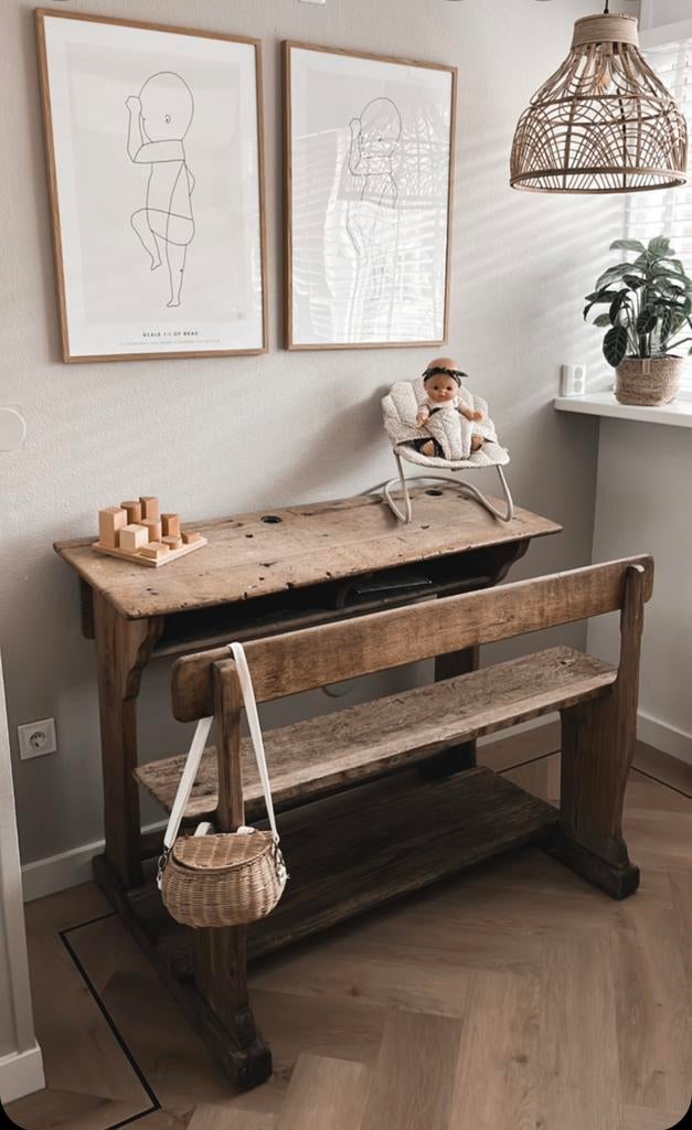 Vintage klooster bank, Ophalen, Gebruikt, 150 tot 200 cm, 25 tot 50 cm