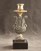 Kleine bronzen Empire kandelaar, Verzenden, Koper of Brons