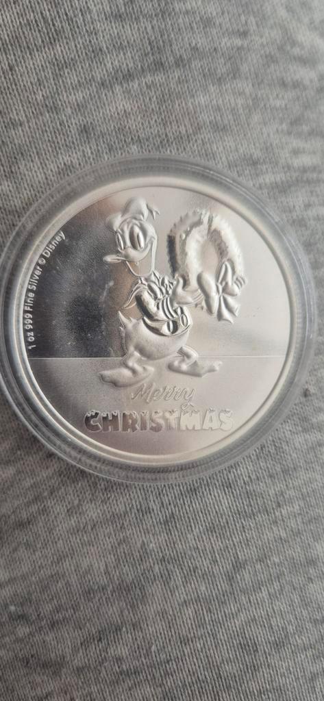 Zilveren 999 Donald Duck Kerst Munt, Postzegels en Munten, Munten | Nederland, Losse munt, Overige waardes, Zilver, Ophalen of Verzenden
