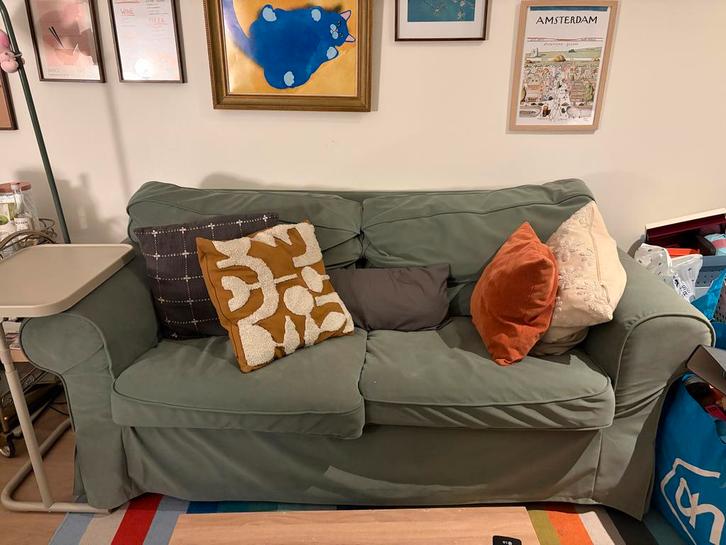 IKEA Ektorp 2-zitsbank - Groen, Huis en Inrichting, Banken | Bankstellen, Gebruikt, Rechte bank, Tweepersoons, 75 tot 100 cm, Stof