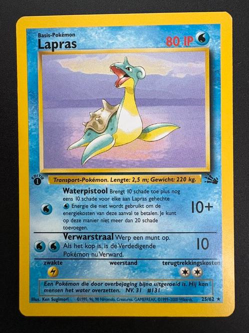 Lapras (First edition) 25/62 Fossil NL NM, Hobby en Vrije tijd, Verzamelkaartspellen | Pokémon, Zo goed als nieuw, Losse kaart