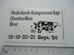 sticker oud NK Boer melken koe strip agri vintage 1986 retro, Verzamelen, Stickers, Verzenden, Zo goed als nieuw, Bedrijf of Vereniging