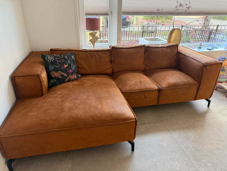 Mooie cognac kleur bank, Huis en Inrichting, Banken | Complete zithoeken, Gebruikt, Ophalen of Verzenden