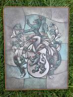 Opaline tableau van een ridder wapen, Antiek en Kunst, Antiek | Keramiek en Aardewerk, Ophalen of Verzenden