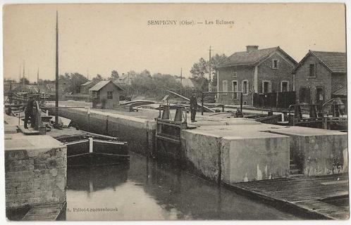 JV423B Sempigny (oise) Sluis met een Houten Waal 1915, Verzamelen, Ansichtkaarten | Buitenland, Ongelopen, Frankrijk, Voor 1920