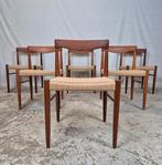 H.W. Klein, Bramin vintage Deense stoelen nieuw papercord, Huis en Inrichting, Stoelen, Ophalen, Bruin, Hout, Zo goed als nieuw