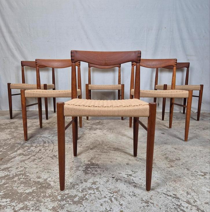 H.W. Klein, Bramin vintage Deense stoelen nieuw papercord, Huis en Inrichting, Stoelen, Zo goed als nieuw, Vijf, Zes of meer stoelen