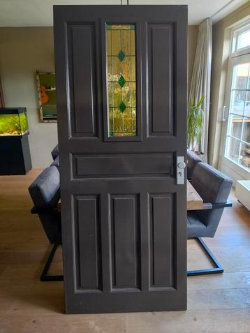Voordeur hardhout met glas in lood 213x874MM beschikbaar voor biedingen