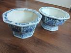 2 achthoekige chinese bloempotten, Antiek en Kunst, Ophalen