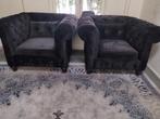 Twee zwarte fauteuils in chesterfield stijl, Ophalen of Verzenden, Nieuw, Stof, Chesterfield