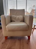 Leren fauteuill met wat beschadigingen, Huis en Inrichting, Fauteuils, Ophalen, Gebruikt