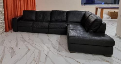 Hoekbank met relaxfunctie, Huis en Inrichting, Banken | Complete zithoeken, Gebruikt, Leer, Ophalen