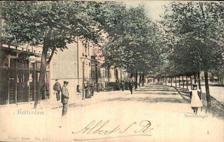 Rotterdam - Noordsingel - Straatbeeld, Verzamelen, Ansichtkaarten | Nederland, Gelopen, Zuid-Holland, Voor 1920, Ophalen of Verzenden