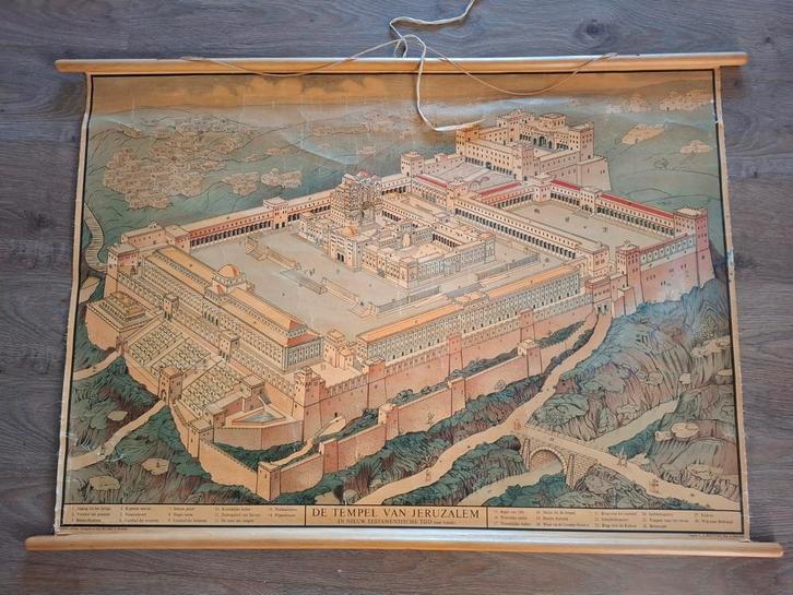 Jeruzalem, tempel, Antiek en Kunst, Antiek | Schoolplaten, Stad- en Dorpsgezichten, Ophalen of Verzenden