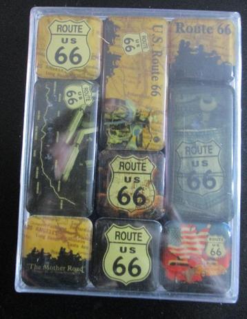 ROUTE 66 USA 9-dlg. Setje KOELKAST-Magneten in Verpakking. beschikbaar voor biedingen