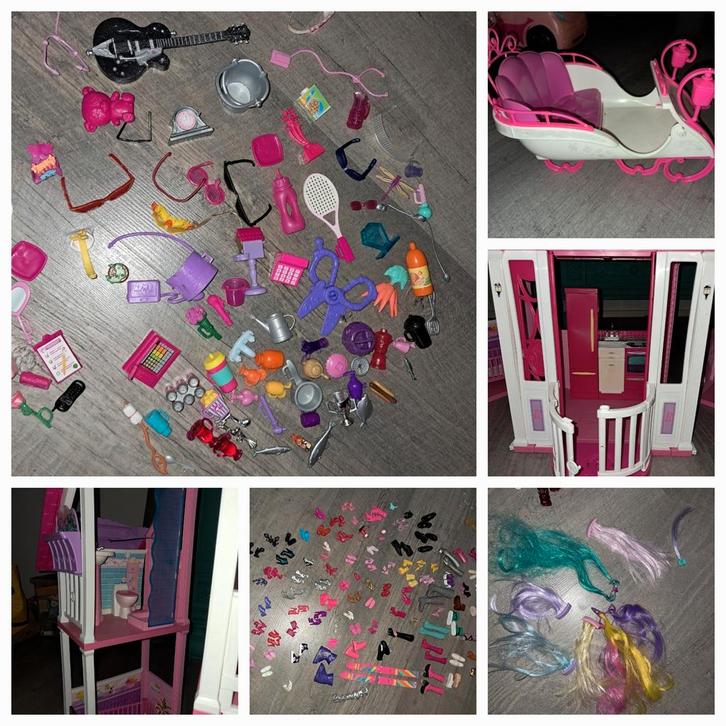 Grote Barbie Collectie met Huis, Auto, en Accessoires, Kinderen en Baby's, Speelgoed | Poppen, Gebruikt, Barbie, Ophalen of Verzenden