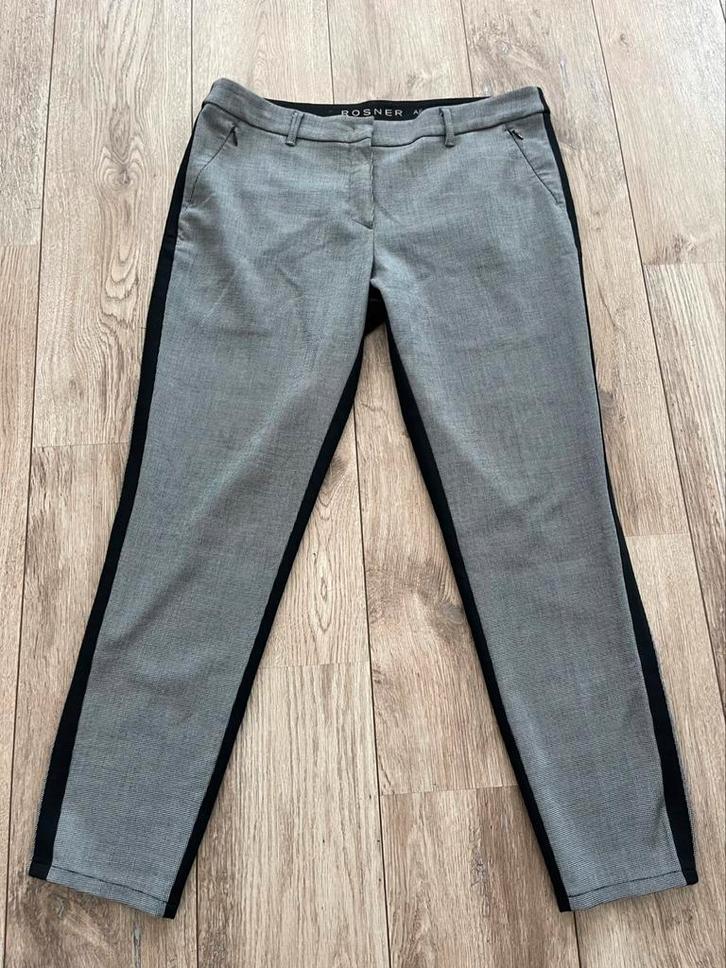 ROSNER stretch broek met ruitjes maat 42, Kleding | Dames, Broeken en Pantalons, Zo goed als nieuw, Maat 42/44 (L), Zwart, Lang