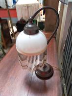 Antieke messing kraaltjes lamp melkglas, Ophalen