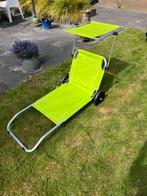 Strandstoel met wielen en zonnekap, Tuin en Terras, Ligbedden, Ophalen, Zo goed als nieuw, Aluminium, Verrijdbaar