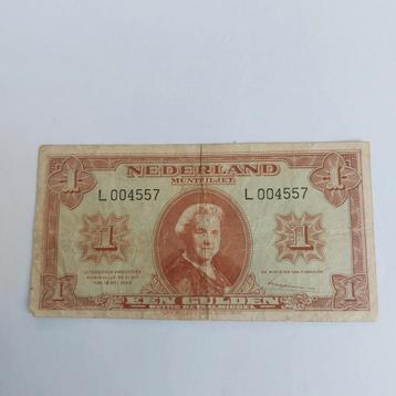 1 gulden muntbiljet uit 1945 ZFR+
 beschikbaar voor biedingen