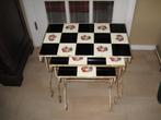 Vintage / Set van 3 nesttafeltjes 60er jaren / Retro /, Huis en Inrichting, Tafels | Bijzettafels, Ophalen, Gebruikt, Vintage