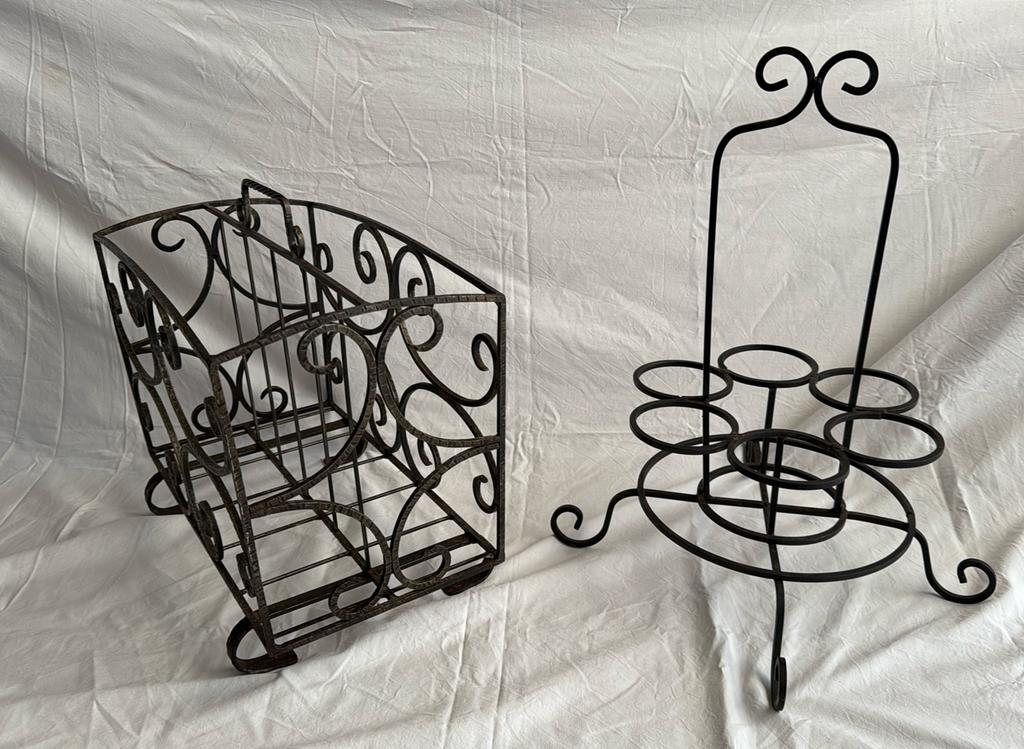 Smeedijzeren krantenbak en flessenrek, Huis en Inrichting, Ophalen, Gebruikt