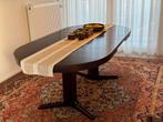 Vintage Bruin Houten mid century Deense Ovale Eettafel, Ophalen, 100 tot 150 cm, 200 cm of meer, Zo goed als nieuw