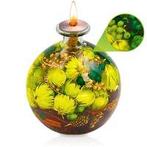 Olielamp - Bolkaars - Glazen Vaas - Kaars- Groen en Goud, Overige materialen, Nieuw, Ophalen of Verzenden, Minder dan 25 cm