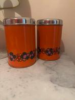 Vintage Brabantia Diana Oranje Blikken met Bloemmotief, Ophalen of Verzenden, Gebruikt