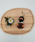 Hand gehaakte Gekke Eend Sleutelhanger - groen bruin, Ophalen of Verzenden, Nieuw