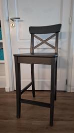 3 x Barkruk houten zwart met rugleuning - IKEA Ingolf 11565, Huis en Inrichting, Barkrukken, Ophalen, Gebruikt, 60 tot 90 cm