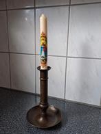 Vintage metalen kandelaar met kaars Kevelaer, Ophalen of Verzenden, Overige materialen