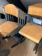 Te koop stoelen hout en staal schoolstoel, Bruin, Ophalen of Verzenden, Zo goed als nieuw, Vijf, Zes of meer stoelen